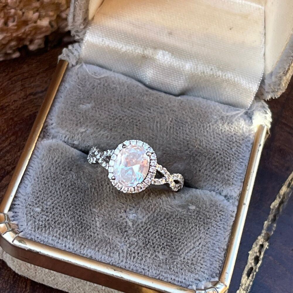 Cubic Zirconia Cocktail Ring Sterling silver Size 5 1/2